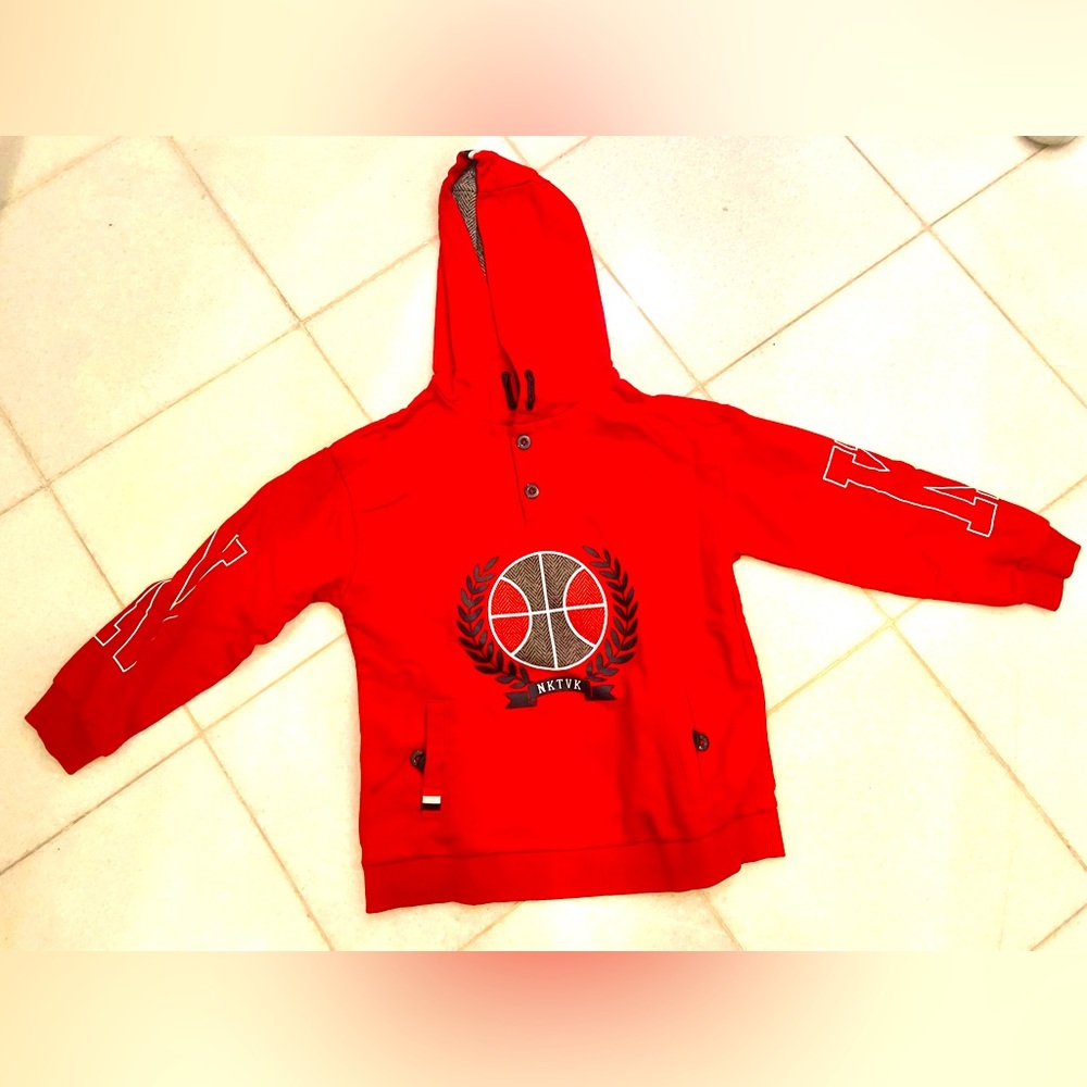 Size 8 Nukutavake red cotton sports hoodie sweatshirt - NWOT.